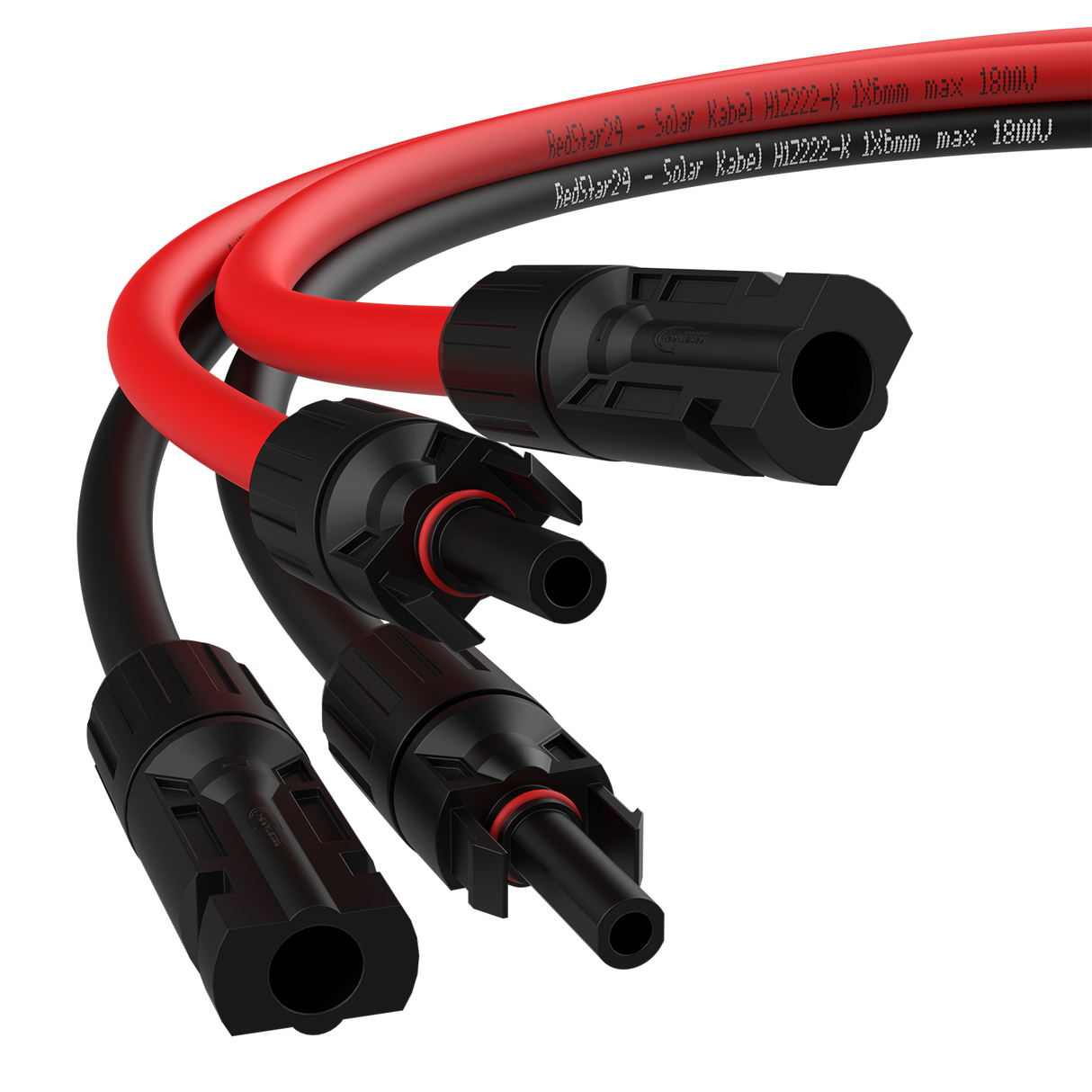 RedStar24 Solarkabel Verlängerung 6mm² Set – Rot und Schwarz für Photovoltaik