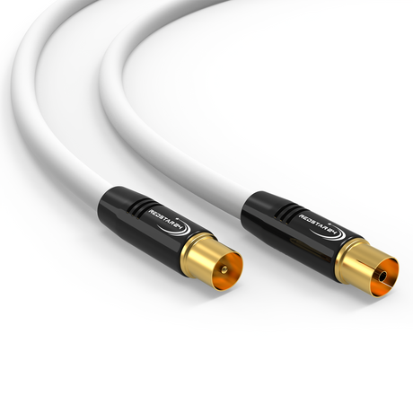 RedStar24 Antennenkabel HDTV UHD 4K Koax Stecker-Stecker weiß