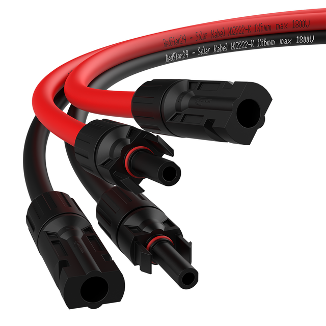 RedStar24 Solarkabel Verlängerung 4mm² Set – Rot und Schwarz für Photovoltaik