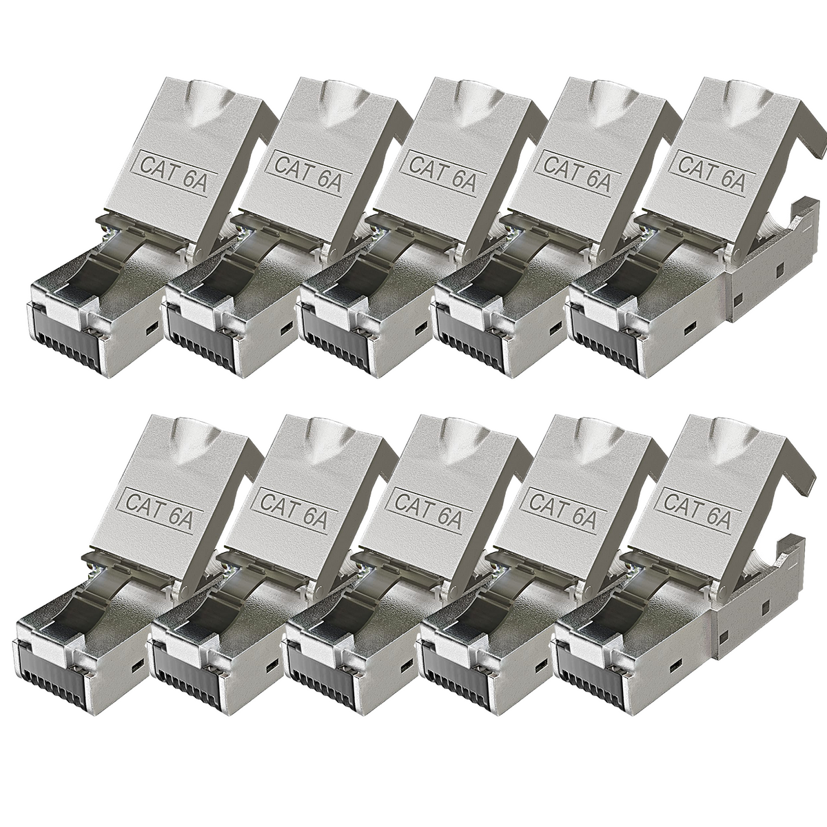 RedStar24 CAT6a network connector RJ45 tool-free – shielded – 10 Gigabit Ethernet – for installation cables – sets of 1 to 24 pieces