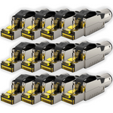 Connecteur RJ45 sans outil Cat.8.1 – Kit de 1 / 2 / 4 / 10 / 12 – Connecteur réseau LAN blindé pour câbles d'installation Cat 6/7/8 – 40 Gbit/s