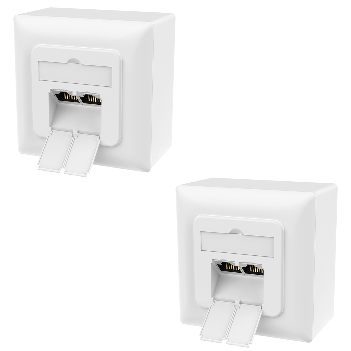 RedStar24 Cat6A network socket – 2x RJ45 ports, shielded – set of 1 / 2 / 4 – LAN socket for surface and flush mounting, 10 Gbit/s, PoE-capable