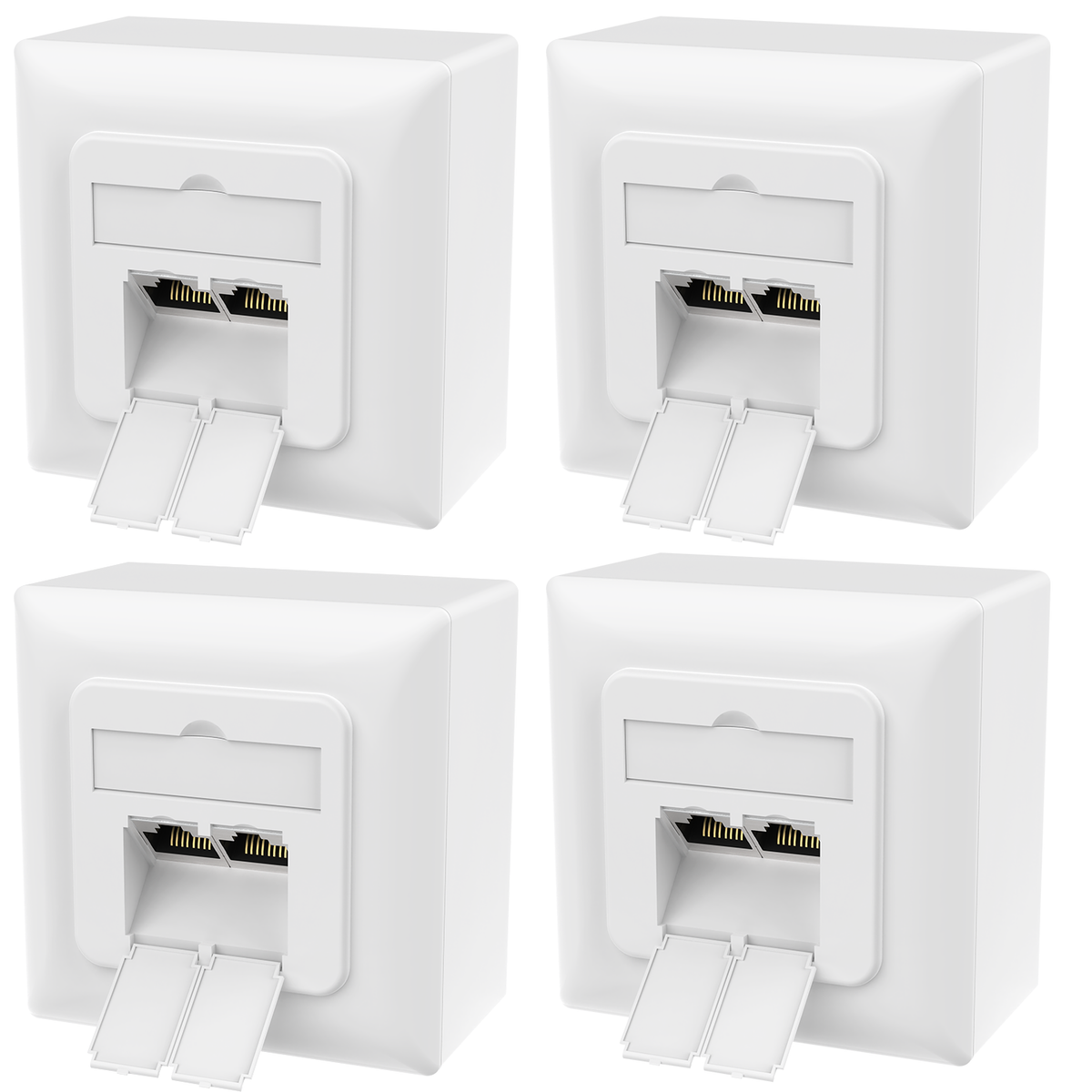 RedStar24 Cat6A network socket – 2x RJ45 ports, shielded – set of 1 / 2 / 4 – LAN socket for surface and flush mounting, 10 Gbit/s, PoE-capable