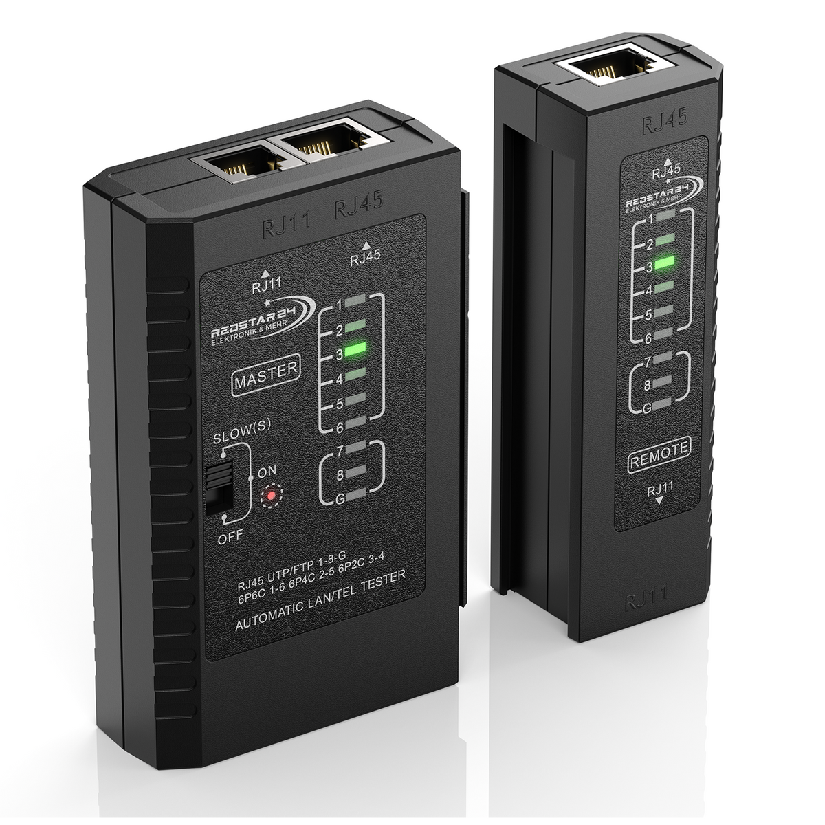 RedStar24 Netzwerktester – LAN Kabeltester für RJ45, RJ11, RJ12 &amp; CAT6–CAT8
