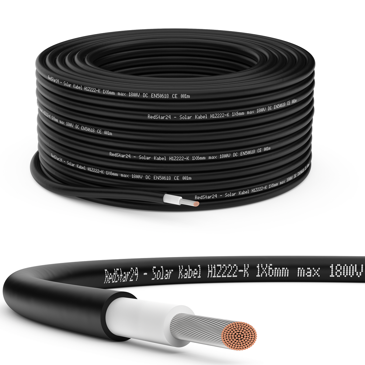Solarkabel 6mm² TÜV geprüft Solarleitung PV Kabel für Photovoltaik Anlagen Kupfer 5m-100m