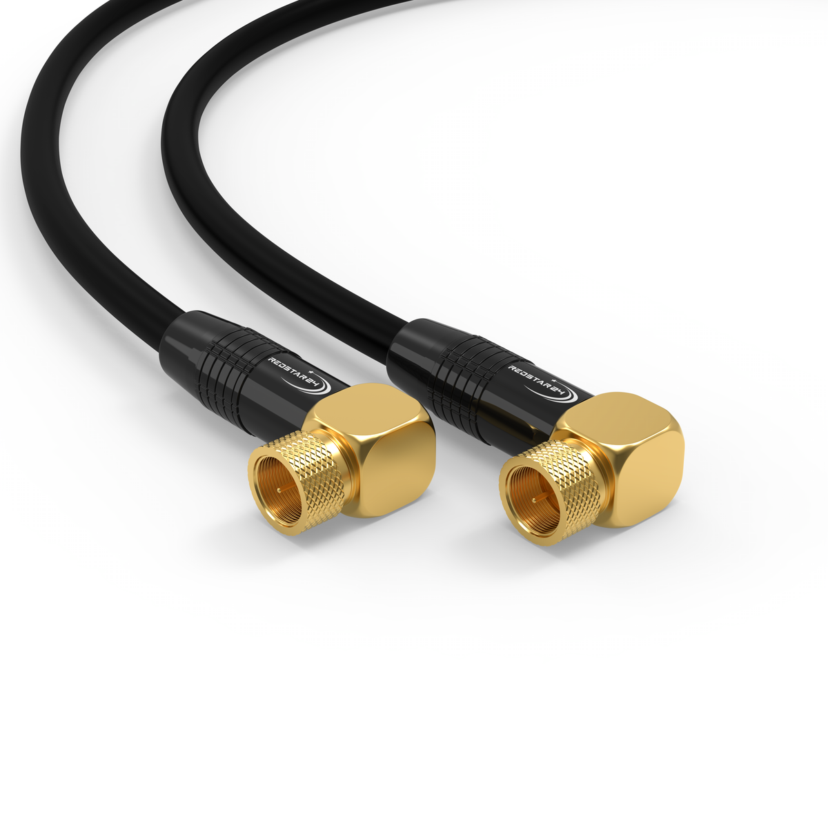 RedStar24 SAT Kabel 135 dB Koaxial mit 2x 90° vergoldeten F-Winkelsteckern – Schwarz