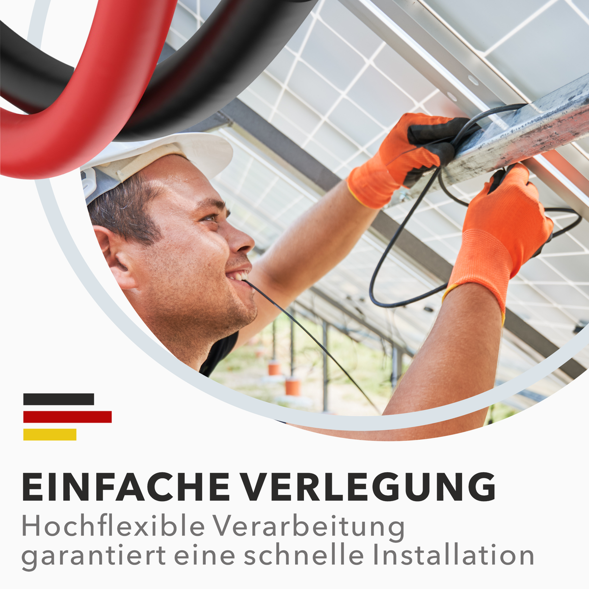 RedStar24 Solar Cable Extension 6mm² Set (Red + Black) – TÜV certified, UV-resistant, PV Cable IP68 for solar systems – 1m to 25m