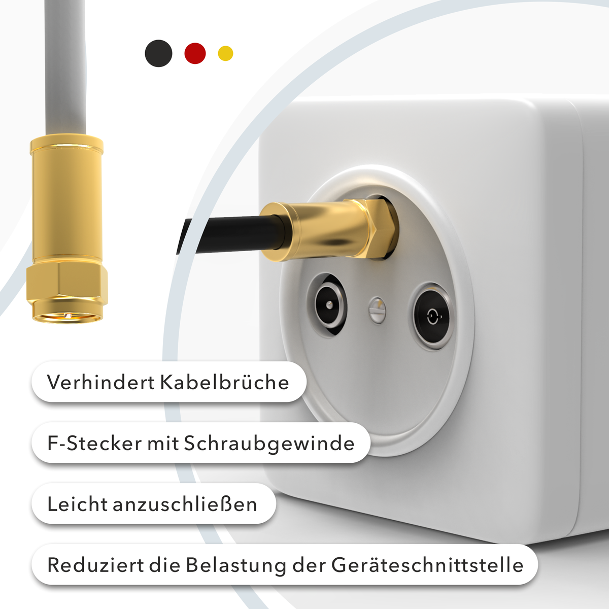 Câble SAT RedStar24 135 dB – Fiche F vers Fiche F – Câble satellite / Câble d'antenne – UHD, DVB-S2, DVB-C, Internet par câble – Noir/Blanc – 1m à 20m