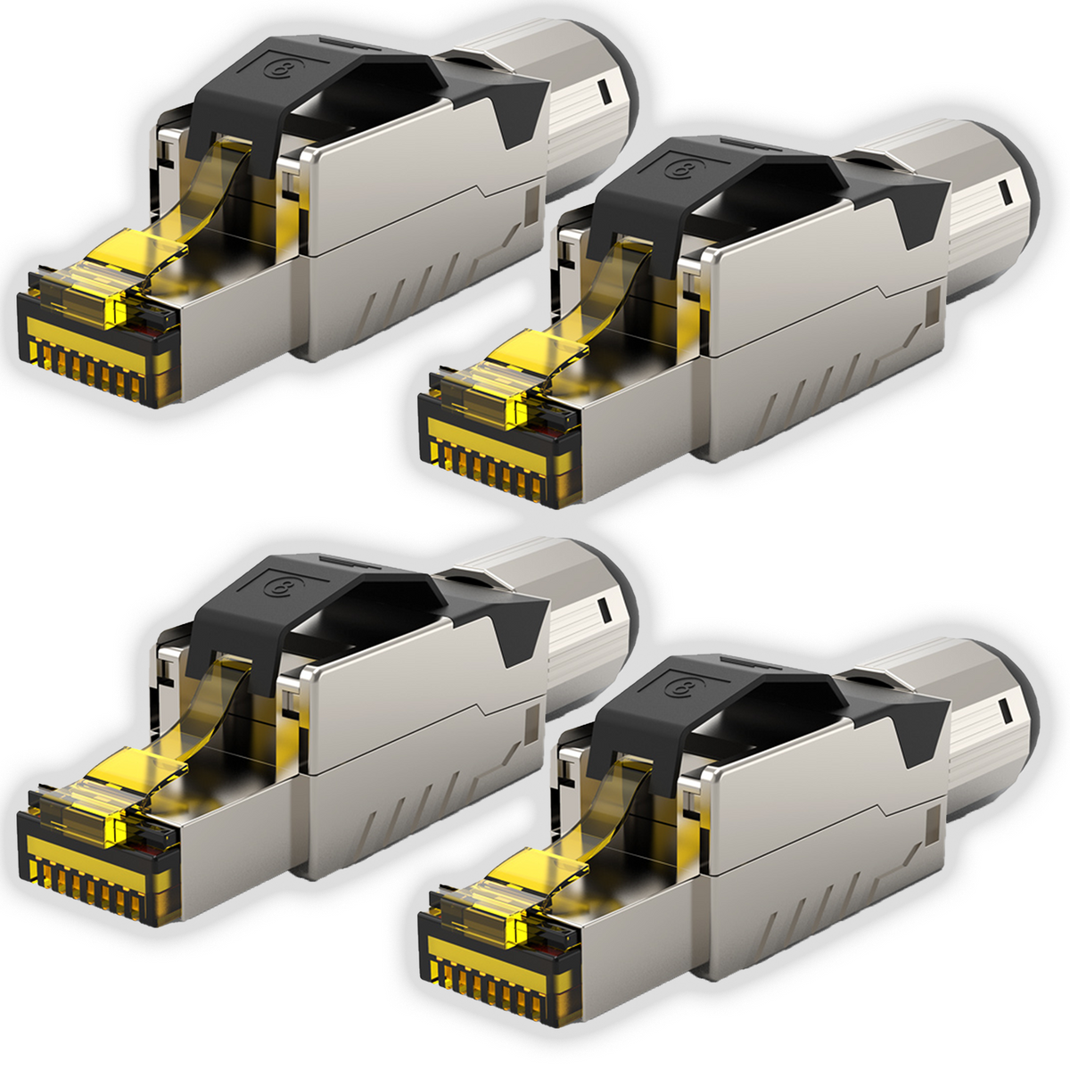 Connecteur RJ45 sans outil Cat.8.1 – Kit de 1 / 2 / 4 / 10 / 12 – Connecteur réseau LAN blindé pour câbles d'installation Cat 6/7/8 – 40 Gbit/s