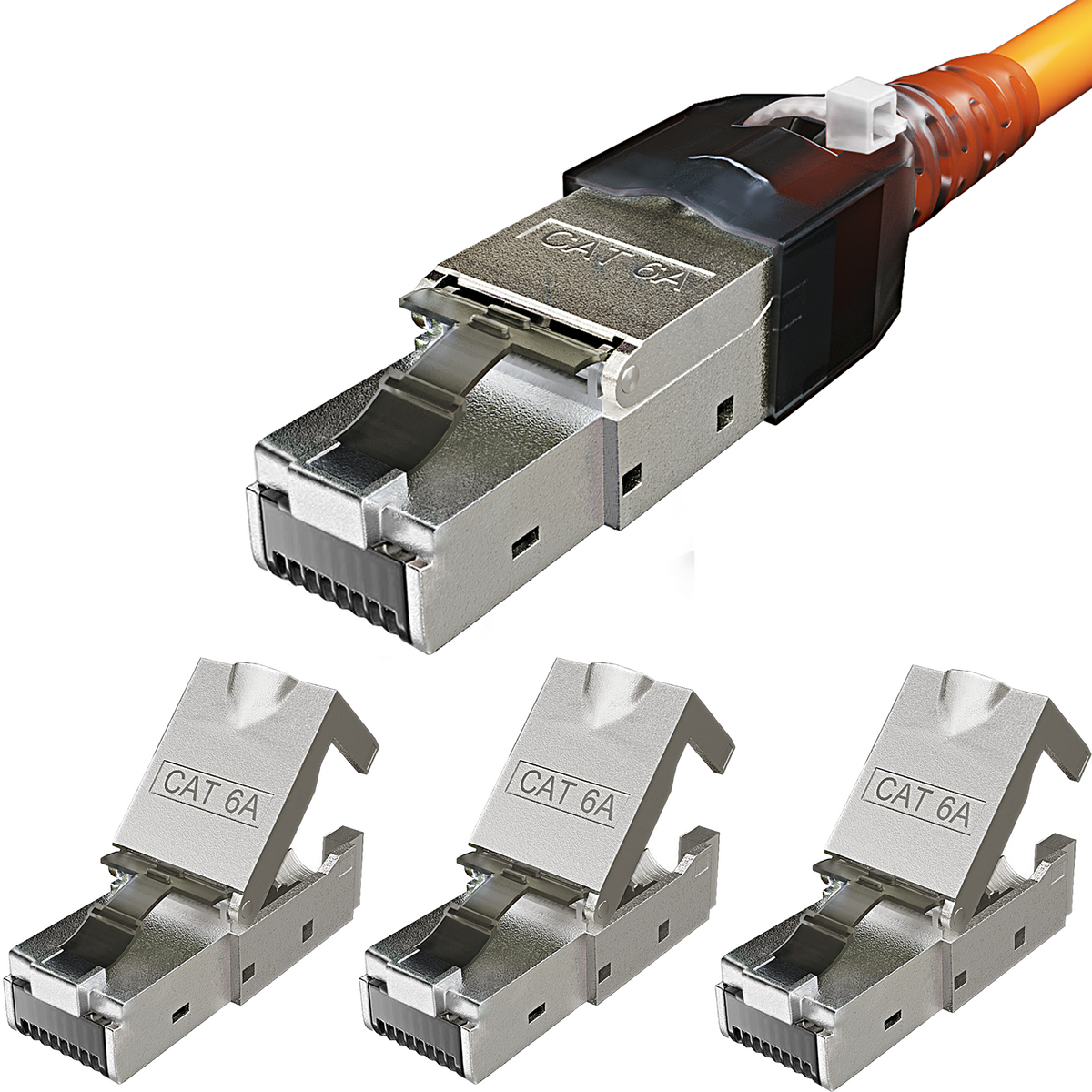 RedStar24 CAT6a network connector RJ45 tool-free – shielded – 10 Gigabit Ethernet – for installation cables – sets of 1 to 24 pieces