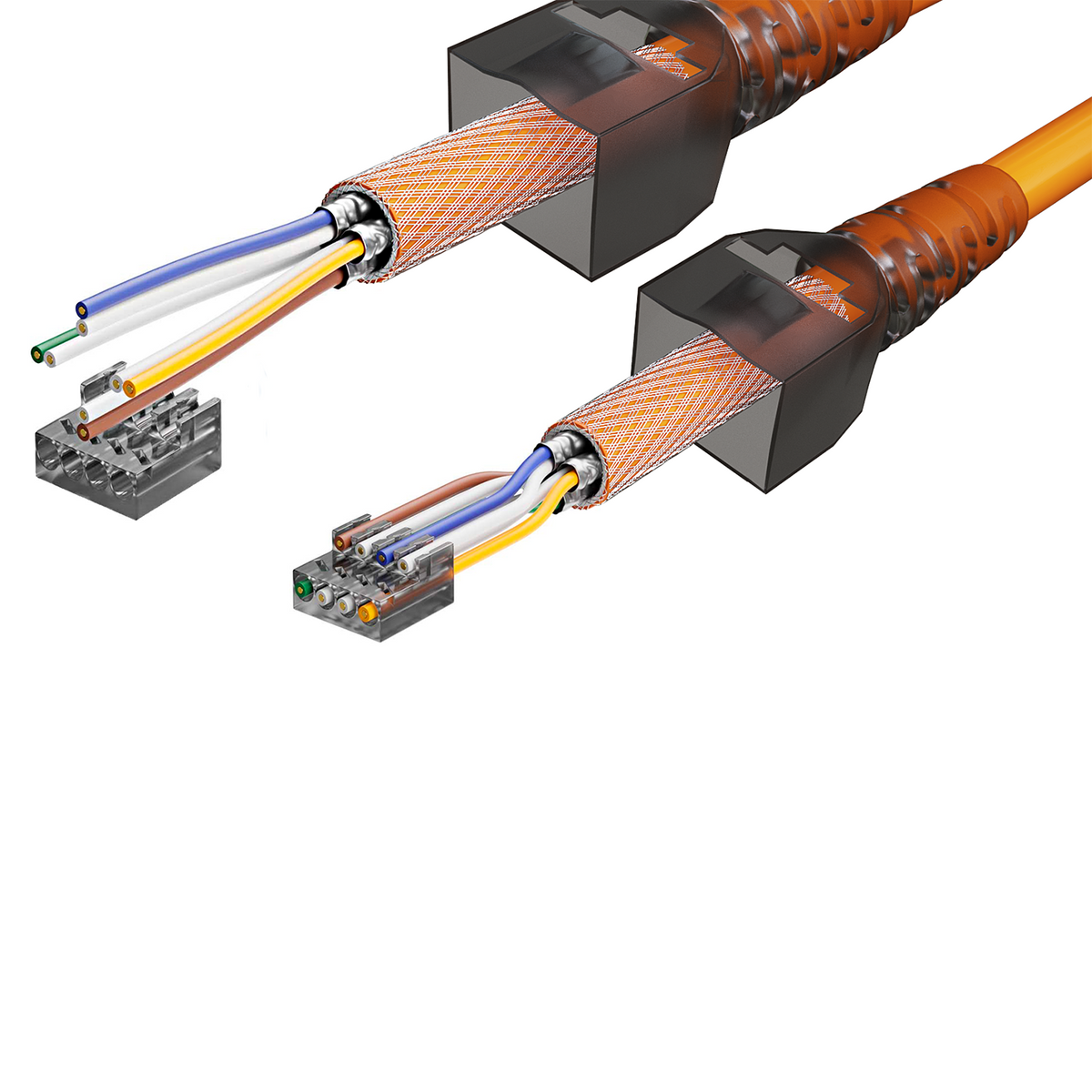 RedStar24 CAT6a network connector RJ45 tool-free – shielded – 10 Gigabit Ethernet – for installation cables – sets of 1 to 24 pieces