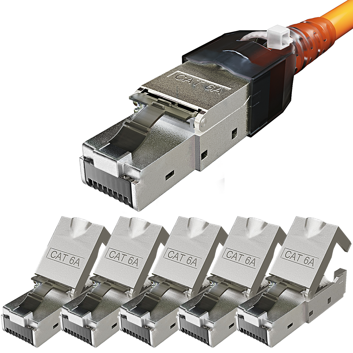 RedStar24 CAT6a network connector RJ45 tool-free – shielded – 10 Gigabit Ethernet – for installation cables – sets of 1 to 24 pieces