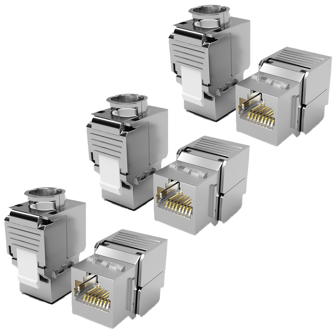 RJ45 Keystone Module Cat.6A Shielded – Tool-Free – 1 to 48 Piece Set – 10 Gbit/s LAN Module | RedStar24