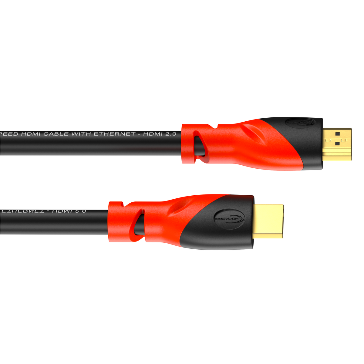 Câble HDMI 2.0 RedStar24 – 4K Ultra HD @60Hz, Dolby Atmos, DTS:X, connecteurs plaqués or – Noir/Rouge – 0,5m à 5m
