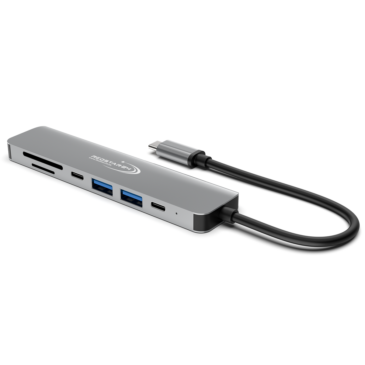 RedStar24 Hub USB C 7-en-1 Adaptateur – HDMI 4K, USB 3.0, MicroSD/SD, USB-C & PD 100W – Gris Sidéral pour MacBook, Ordinateur Portable, Samsung, TV
