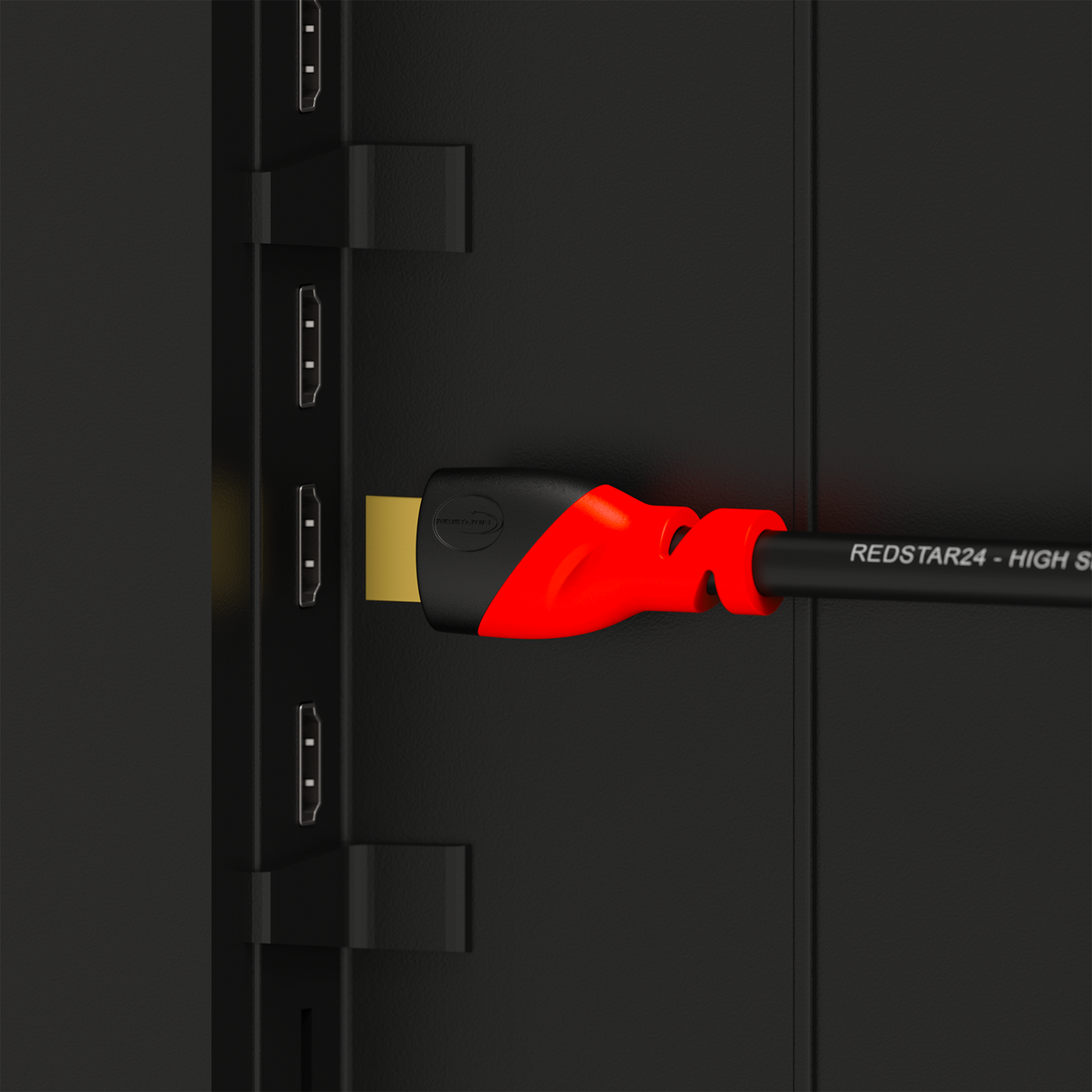 RedStar24 HDMI 2.0 Cable – 4K Ultra HD @60Hz, Dolby Atmos, DTS:X, Gold-Plated Connectors – Black/Red – 0.5m to 5m