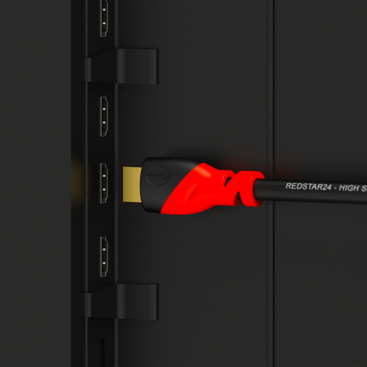 Câble HDMI 2.0 RedStar24 – 4K Ultra HD @60Hz, Dolby Atmos, DTS:X, connecteurs plaqués or – Noir/Rouge – 0,5m à 5m