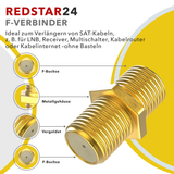F-Verbinder 100er Set RedStar24 – SAT Koaxial Adapter vergoldet