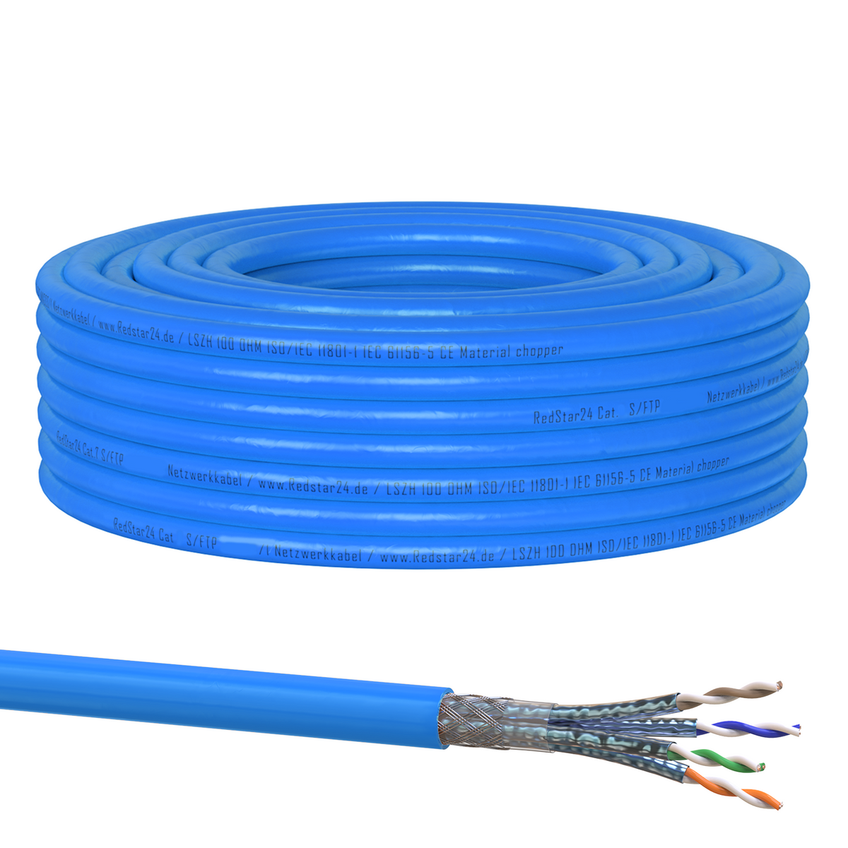 RedStar24 Câble réseau CAT 8 Câble d'installation S/FTP PiMF – 2000 MHz, 40 Gbit/s (10m–100m)