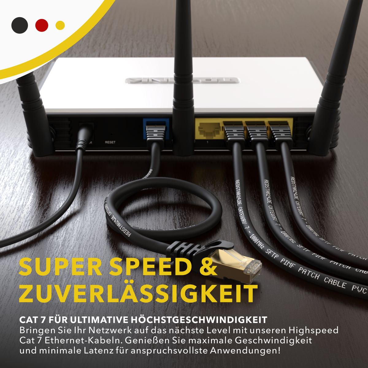 RedStar24 CAT 7 Patch Cable – Gigabit LAN Ethernet Cable RJ45 (0.25m–20m, Black/White, 10 Gbit/s, 600 MH