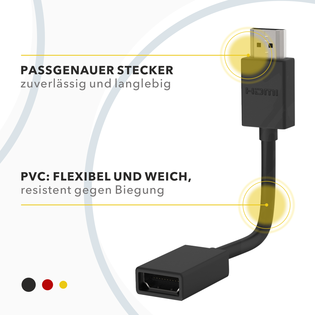 RedStar24 rallonge HDMI 12 cm – adaptateur de câble Fire TV Stick | rallonge HDMI pour Chromecast, Roku, Xbox, PS4/PS5, TV & moniteur – lot de 2