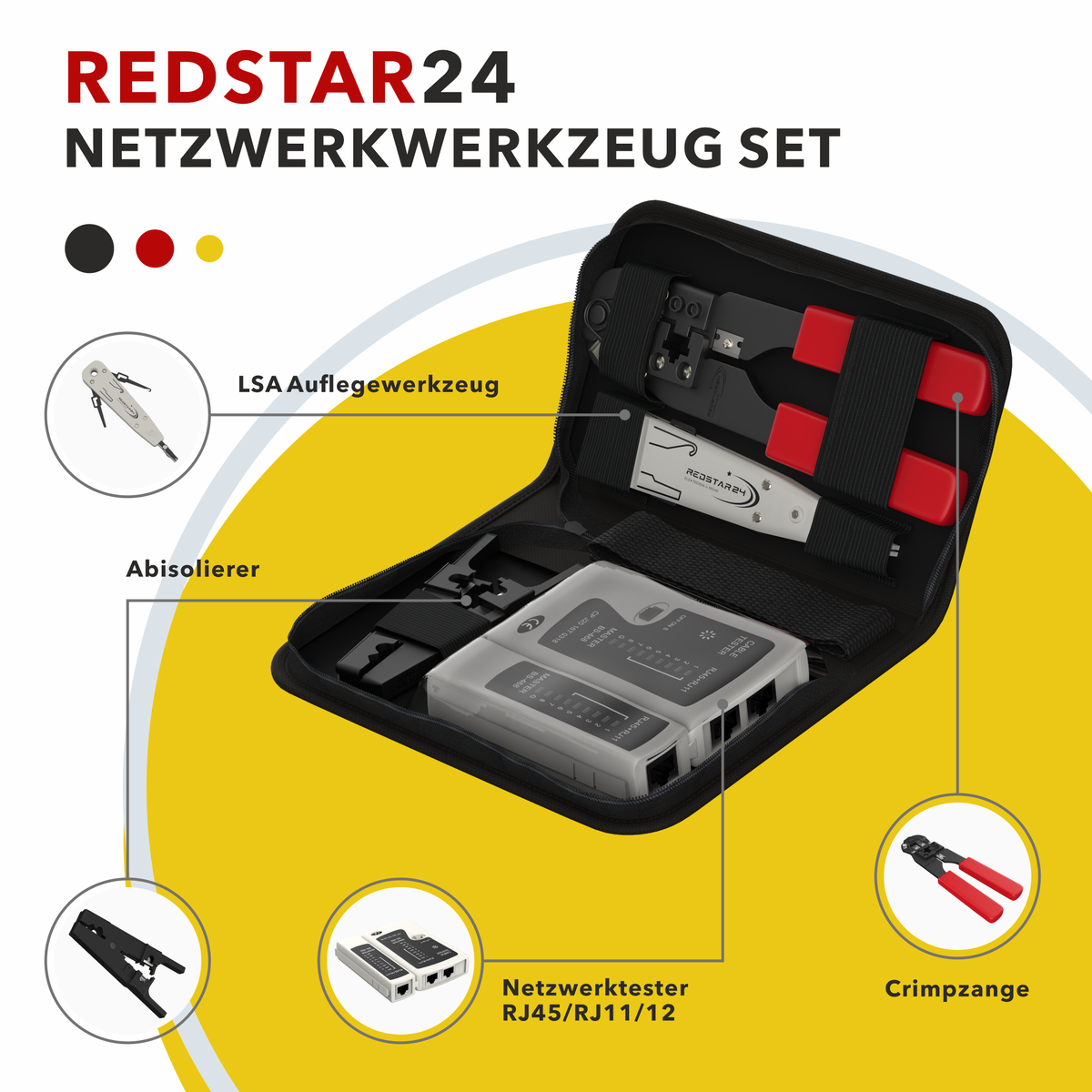 Netzwerktester &amp; Abisolierer im 4-in-1 Werkzeugset – RedStar24