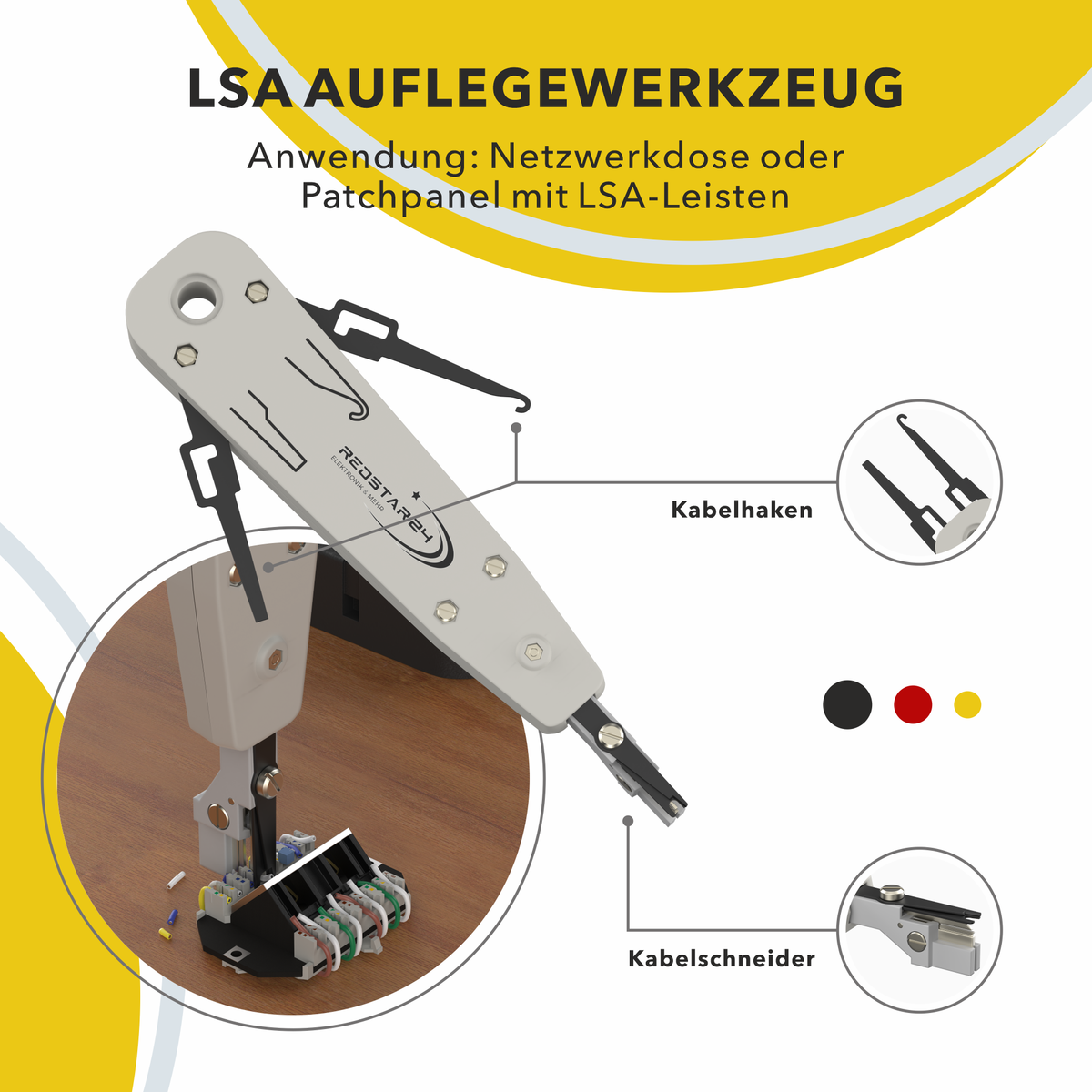 RedStar24 Kit d'outils réseau 4-en-1 – Pince à sertir RJ45, outil LSA, testeur de câble et dénudeur avec pochette