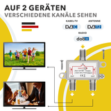 F-Kupplung Verteiler 2-fach – Vollgeschirmt 120 dB