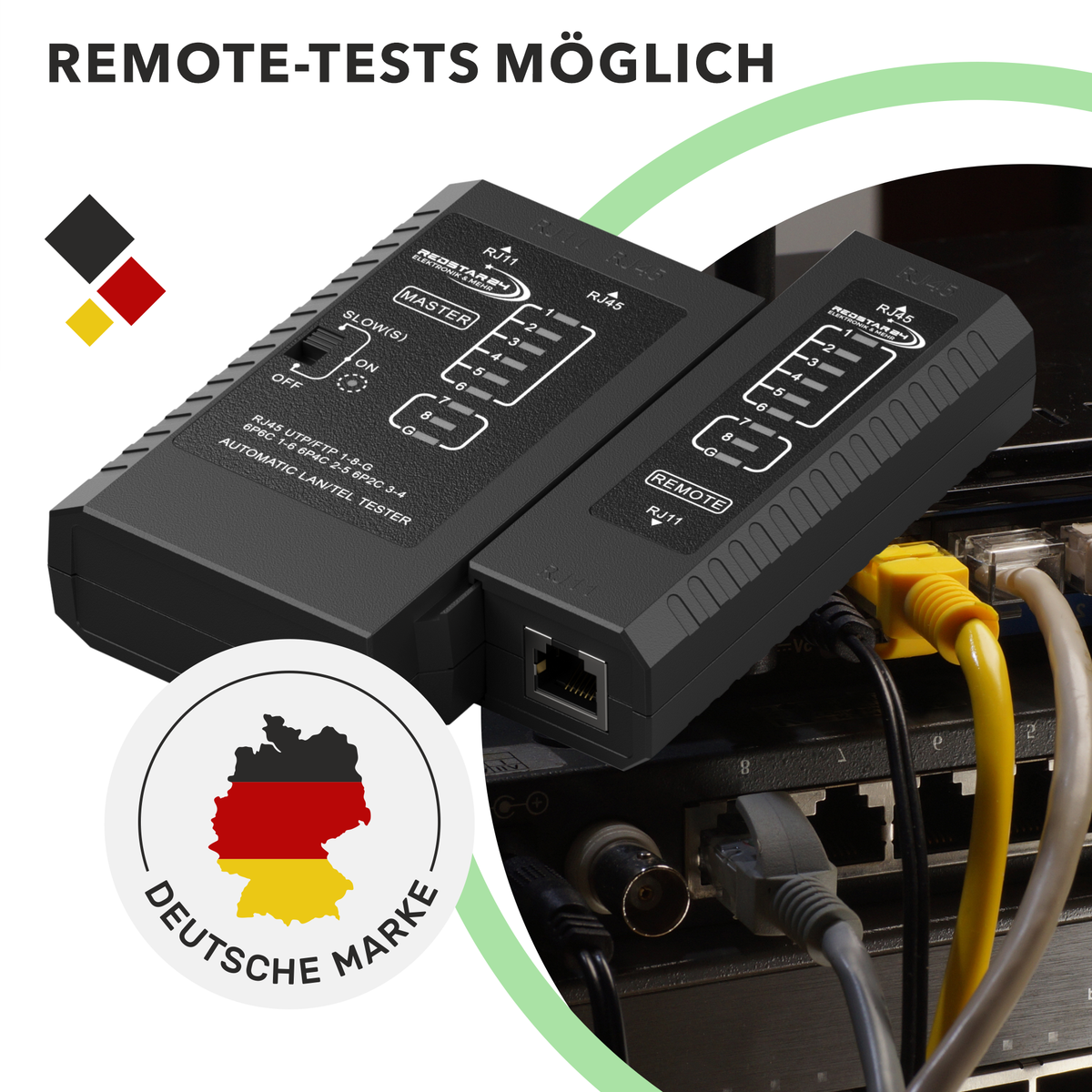 RedStar24 Network Tester – LAN Cable Tester for RJ45, RJ11, RJ12, ISDN &amp; CAT6/CAT7/CAT8 Patch Cables