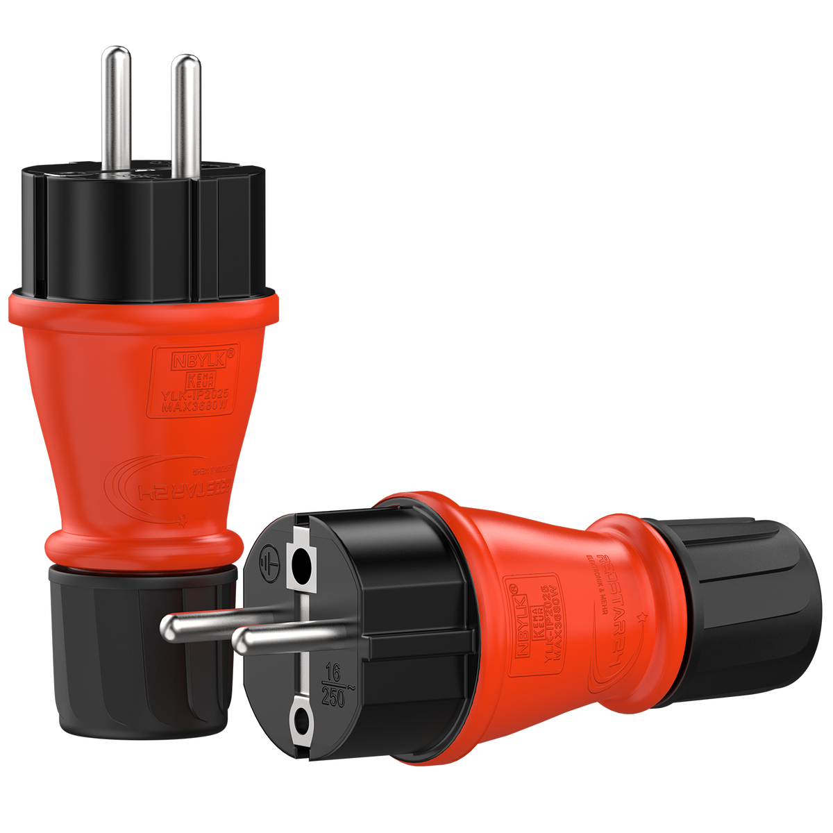 Schuko Stecker mit Knickschutztülle für Verlängerungskabel RedStar24