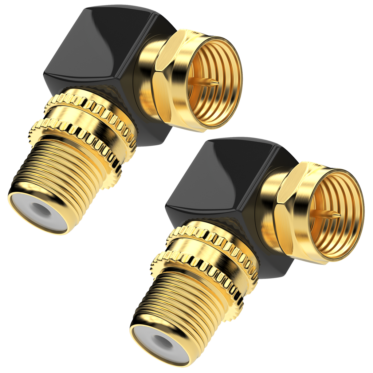 RedStar24 SAT Winkeladapter 90° – vergoldet – F-Stecker auf F-Buchse