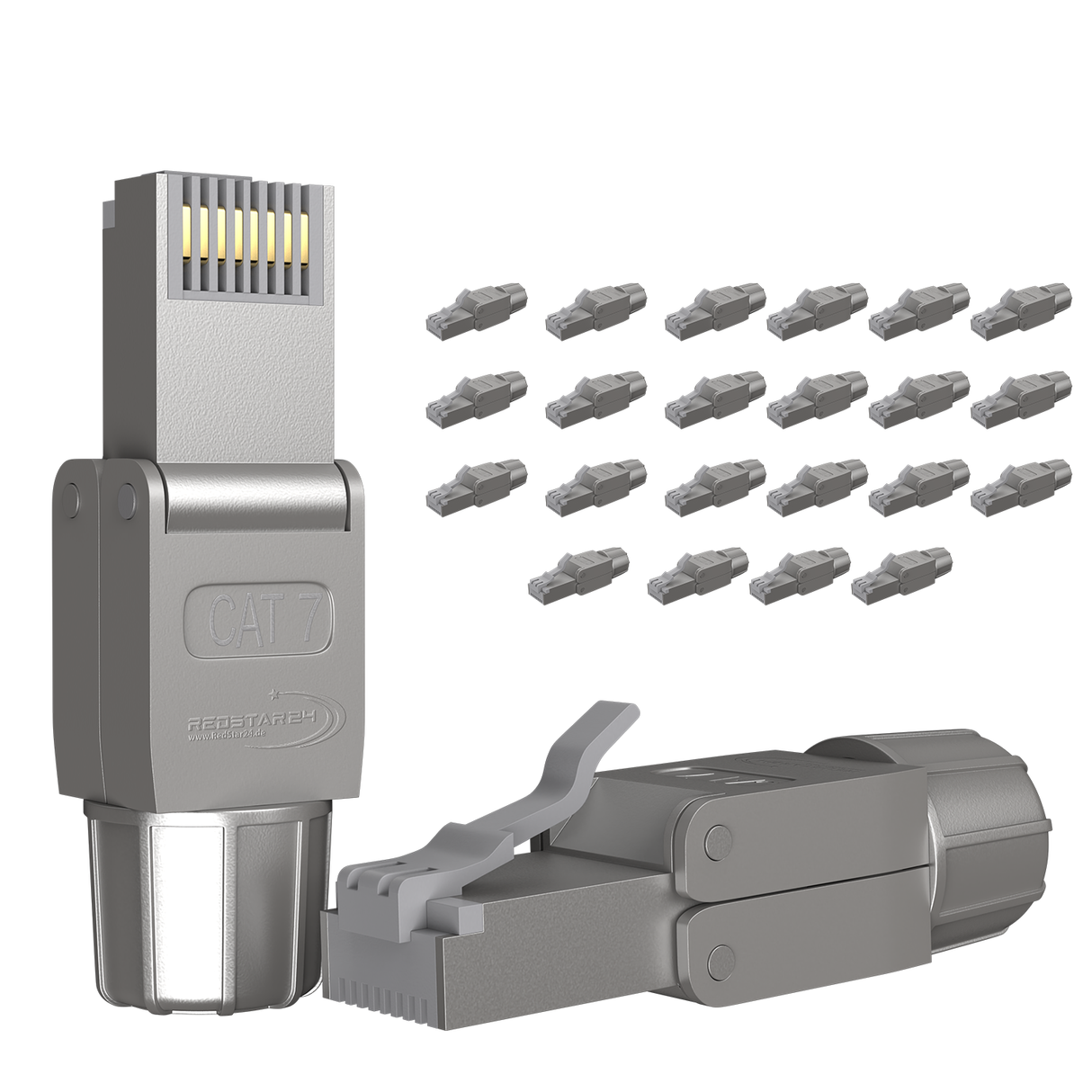 CAT 7 RJ45 Netzwerkstecker werkzeuglos Silber – geschirmter LAN Stecker für stabile Netzwerkverbindungen