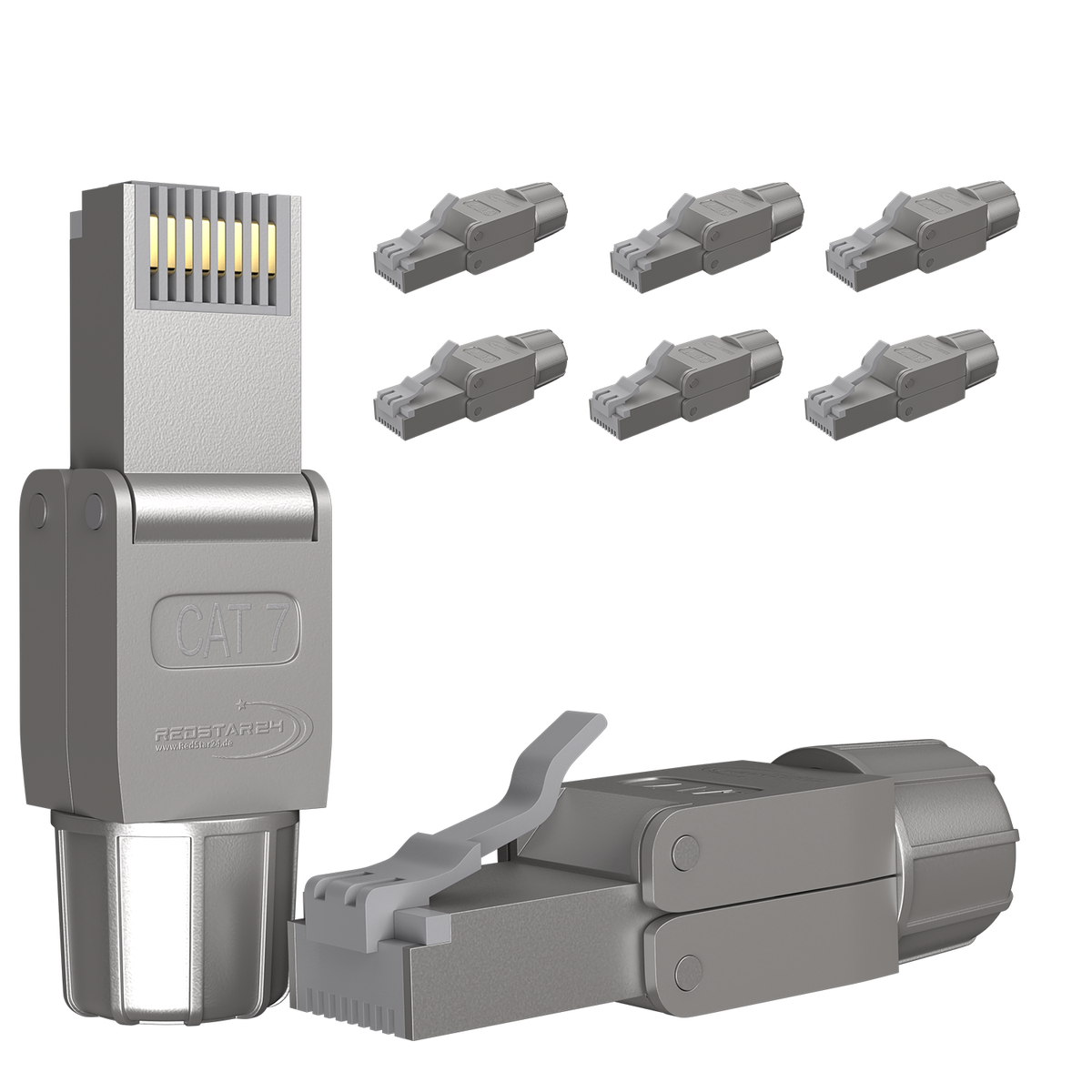 CAT 7 RJ45 Netzwerkstecker werkzeuglos Silber – geschirmter LAN Stecker für stabile Netzwerkverbindungen
