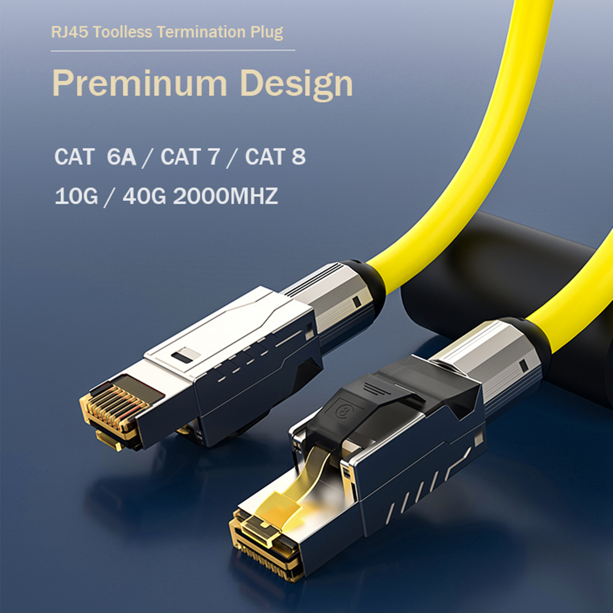 Connecteur RJ45 sans outil Cat.8.1 – Kit de 1 / 2 / 4 / 10 / 12 – Connecteur réseau LAN blindé pour câbles d'installation Cat 6/7/8 – 40 Gbit/s