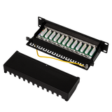 LogiLink Panneau de brassage Cat.6 – 12 ports RJ45, blindé, rack 10 pouces, décharge de traction, noir (RAL 7035)