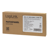 LogiLink Panneau de brassage Cat.6 – 12 ports RJ45, blindé, rack 10 pouces, décharge de traction, noir (RAL 7035)