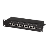 LogiLink Patchpanel Cat.6 – 12-Port RJ45, 10 Zoll, Schwarz (RAL 7035)