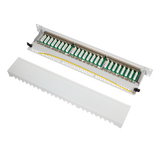 LogiLink Panneau de brassage Cat.6A – 24 ports RJ45, blindé, 19 pouces, PoE/PoE+/PoE++, Gris clair (RAL 7035)