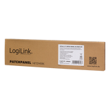 LogiLink Panneau de brassage Cat.6A – 24 ports RJ45, blindé, 19 pouces, PoE/PoE+/PoE++, Gris clair (RAL 7035)