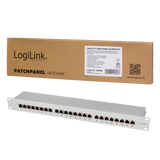 LogiLink Panneau de brassage Cat.6A – 24 ports RJ45, blindé, 19 pouces, PoE/PoE+/PoE++, Gris clair (RAL 7035)