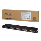 LogiLink Panneau de brassage Cat.6A – 24 ports RJ45, blindé, 19 pouces, PoE/PoE+/PoE++, noir (RAL 9005)