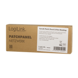Panneau de brassage LogiLink Cat.6A – 8 ports RJ45, blindé, compact pour montage mural et sur bureau, PoE/PoE+/PoE++, noir (RAL 9005)