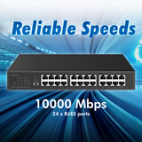 LogiLink 24-Port Gigabit Switch NS1324 – Unmanaged Ethernet Network Switch, Metal Housing, Energy Efficient, 19" Compatible