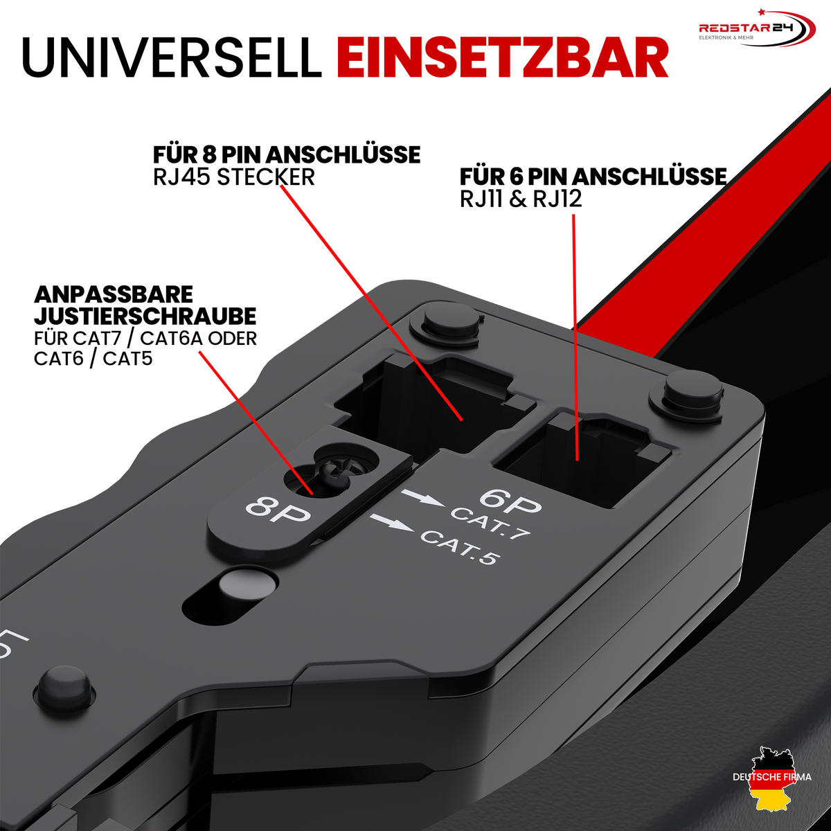 Ergonomische Crimpzange für Netzwerkinstallationen – RedStar24