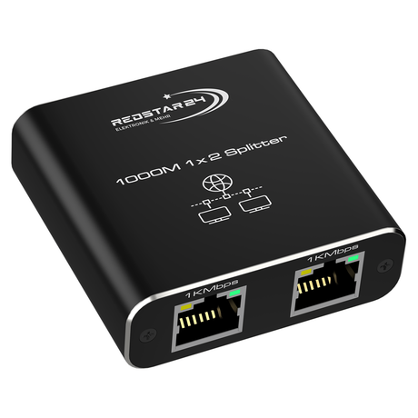 RedStar24 LAN Splitter 1 auf 2 – Gigabit Ethernet Verteiler