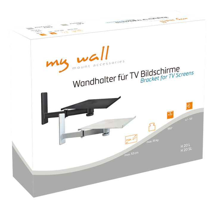 my wall Wandhalter für TV Bildschirme, Laptops, Notebooks und Lautsprecherboxen (H 20 SL)