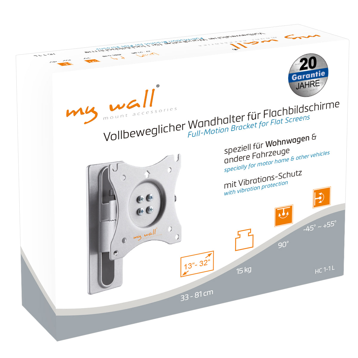 my wall TV Wandhalterung für Wohnmobile & Wohnwagen (HC 1-1 L)
