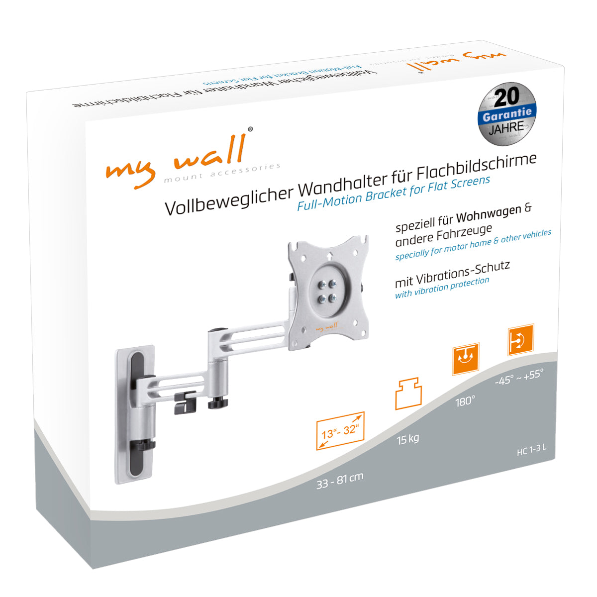 my wall TV Wandhalterung für Wohnmobile & Wohnwagen (HC 1-3 L)