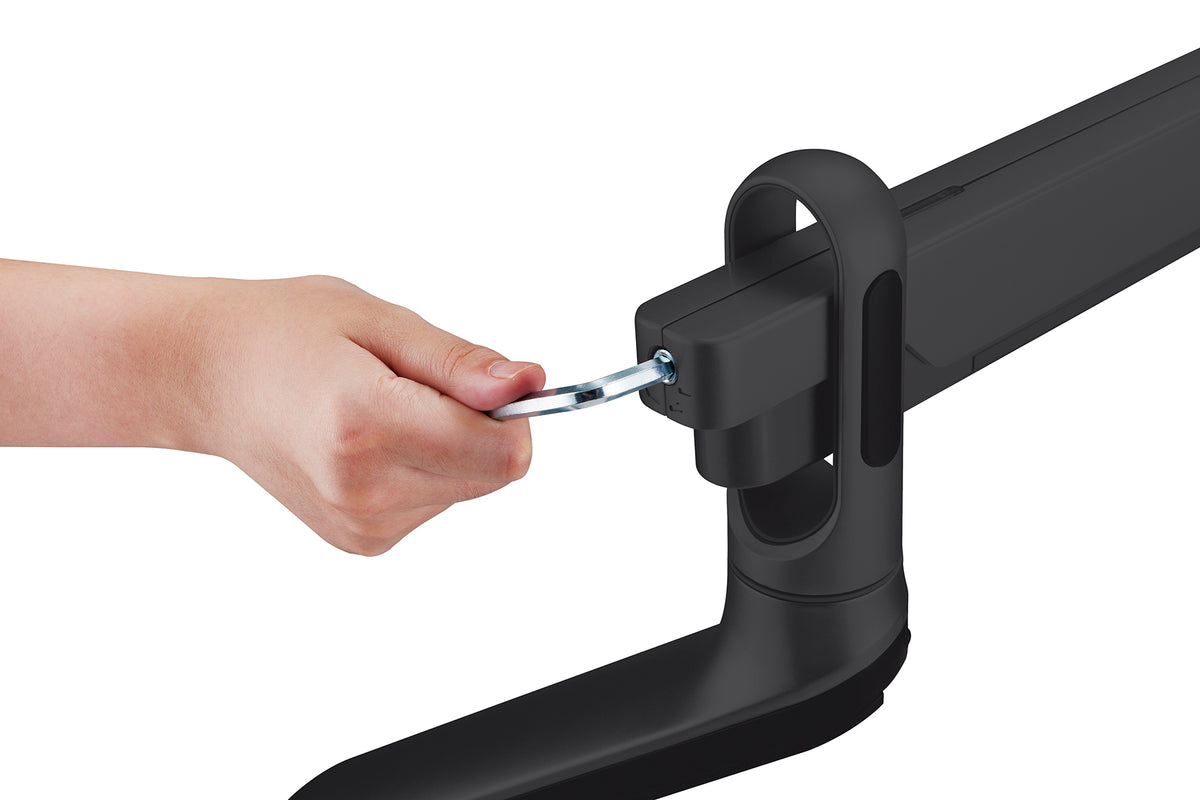 my wall Vollbeweglicher Tischhalter mit Federsystem & 2 USB-Anschlüssen für 2x Flachbildschirme (HL 22-2 L)