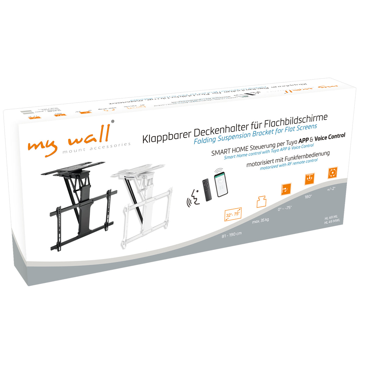 my wall Motorisierter & klappbarer TV Deckenhalter (HL 49 MWL)